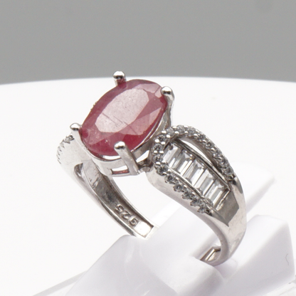 925 Silber Damen Ring mit echtem Rubin - Yaqoot