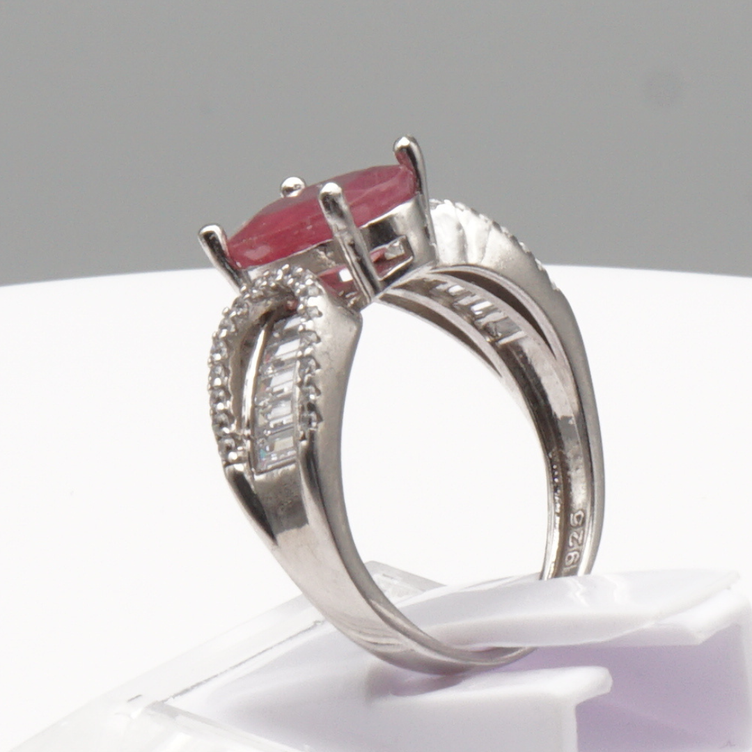 925 Silber Damen Ring mit echtem Rubin - Yaqoot