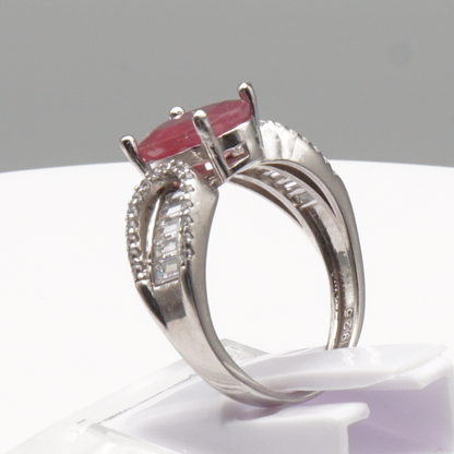 925 Silber Damen Ring mit echtem Rubin - Yaqoot