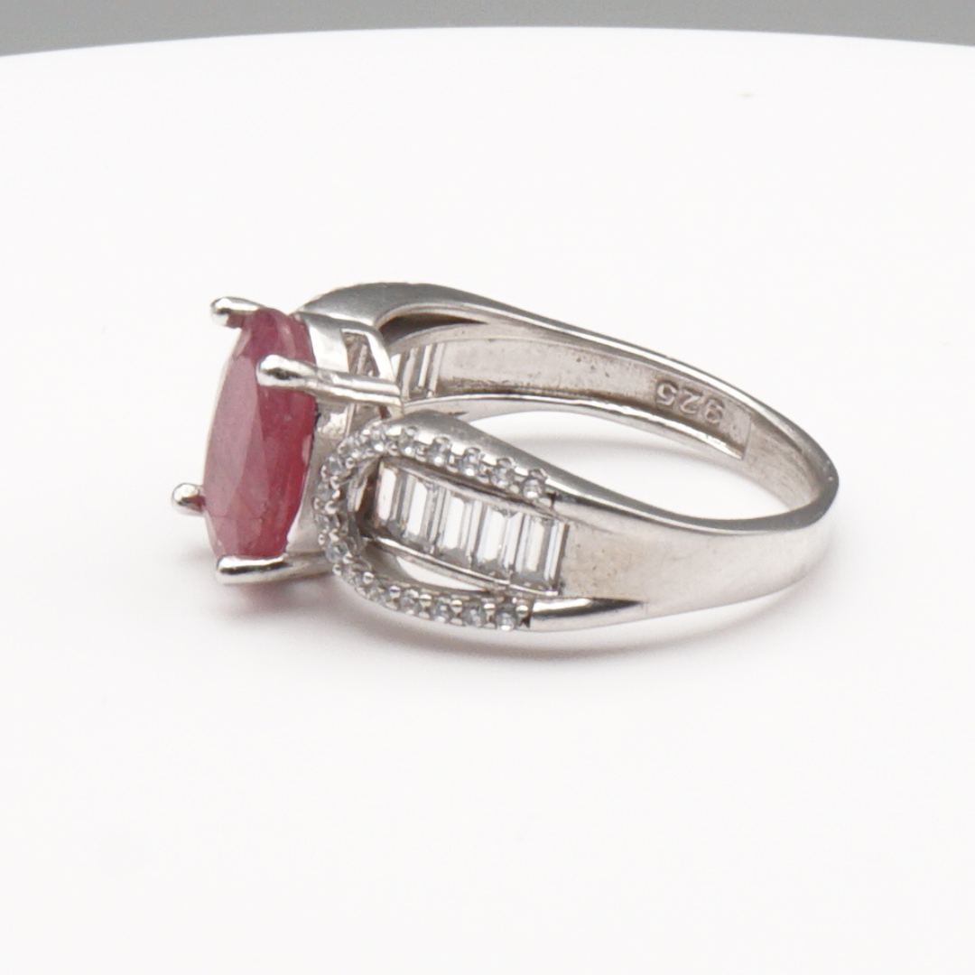 925 Silber Damen Ring mit echtem Rubin - Yaqoot