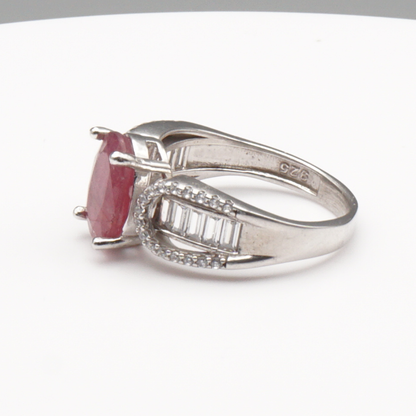 925 Silber Damen Ring mit echtem Rubin - Yaqoot