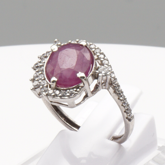 925 Silber Damen Ring mit echtem Rubin - Yaqoot