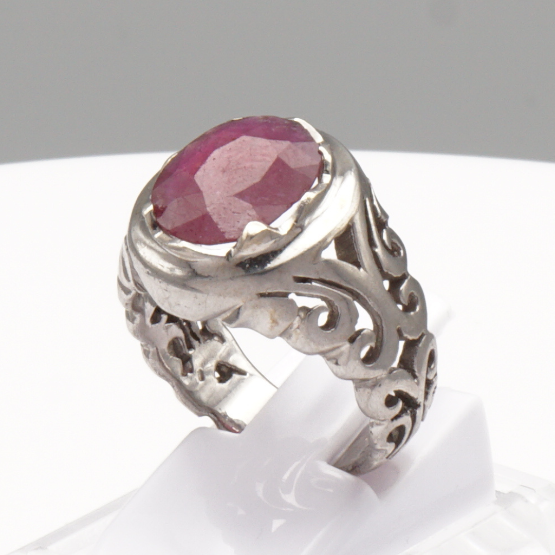 925 Silber Damen Ring mit echtem Rubin - Yaqoot