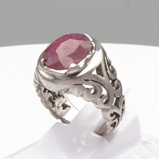 925 Silber Damen Ring mit echtem Rubin - Yaqoot