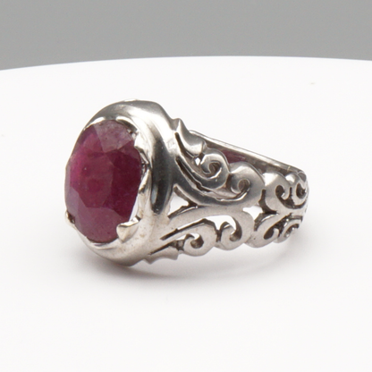 925 Silber Damen Ring mit echtem Rubin - Yaqoot