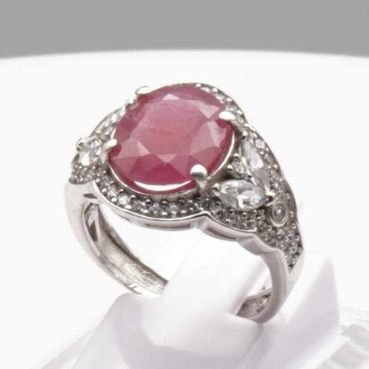 925 Silber Damen Ring mit echtem Rubin - Yaqoot