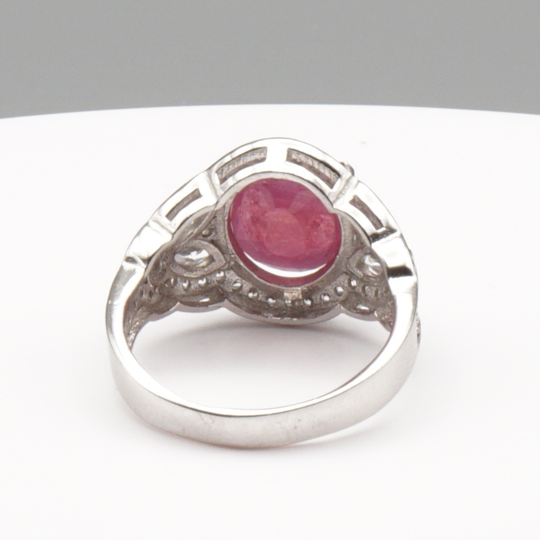 925 Silber Damen Ring mit echtem Rubin - Yaqoot