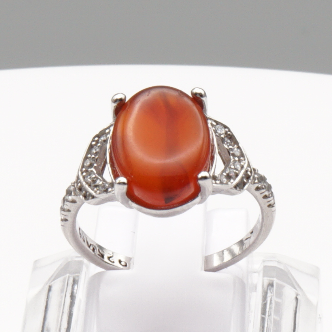 925 Silber Damen Ring mit Jemen Achat - Aqeeq Yamani