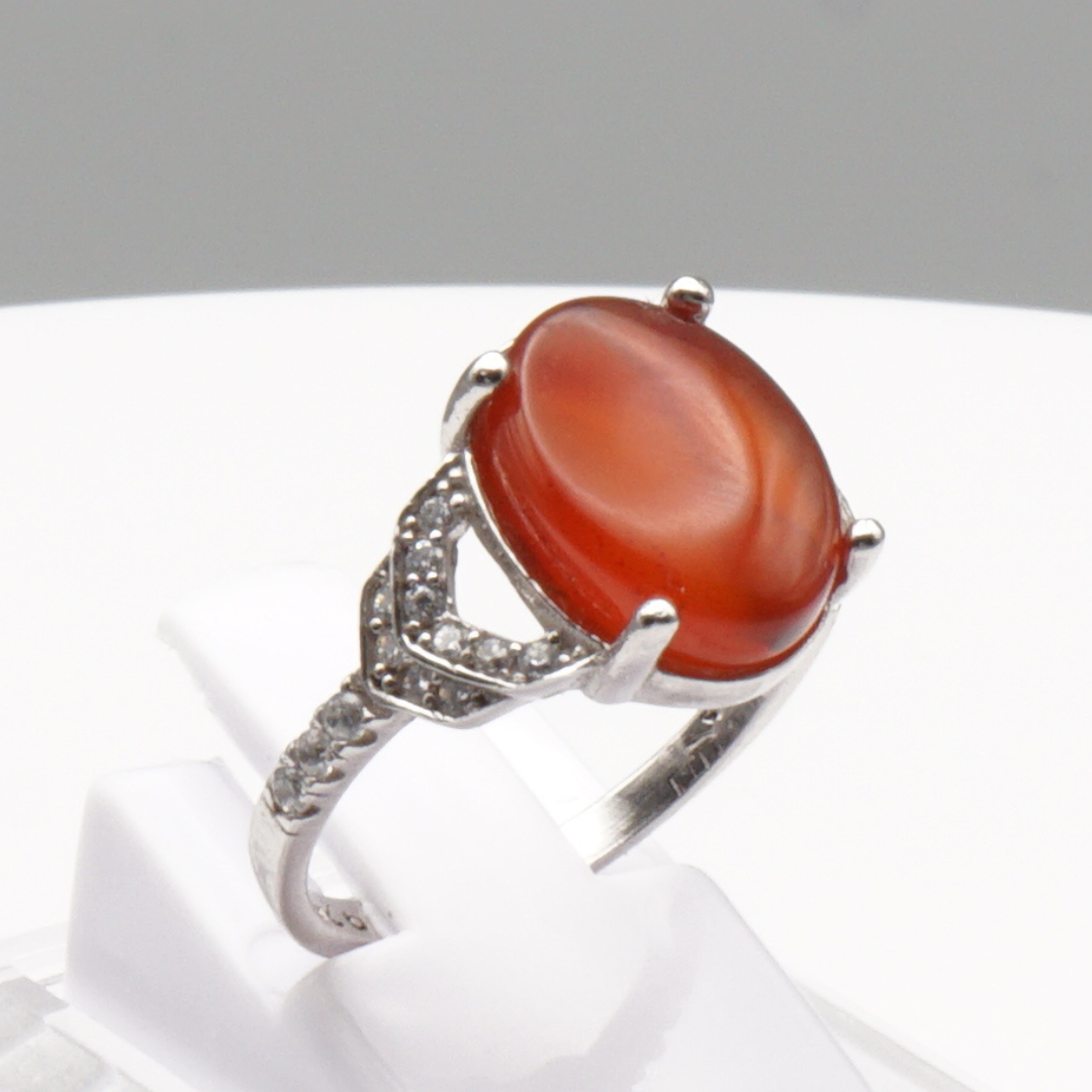 925 Silber Damen Ring mit Jemen Achat - Aqeeq Yamani