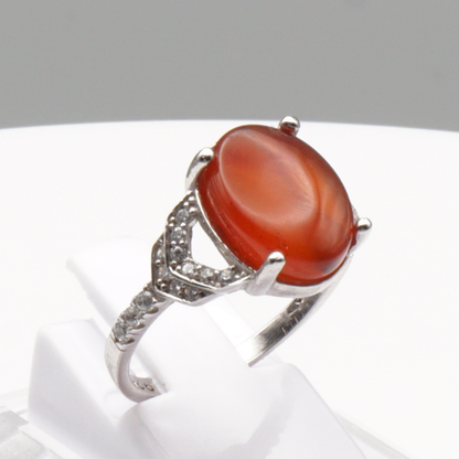925 Silber Damen Ring mit Jemen Achat - Aqeeq Yamani
