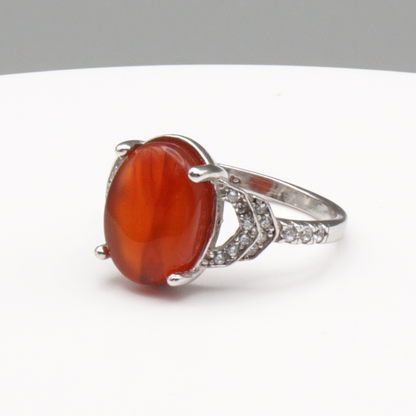 925 Silber Damen Ring mit Jemen Achat - Aqeeq Yamani