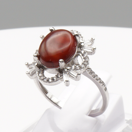 925 Silber Damen Ring mit Jemen Achat - Aqeeq Yamani