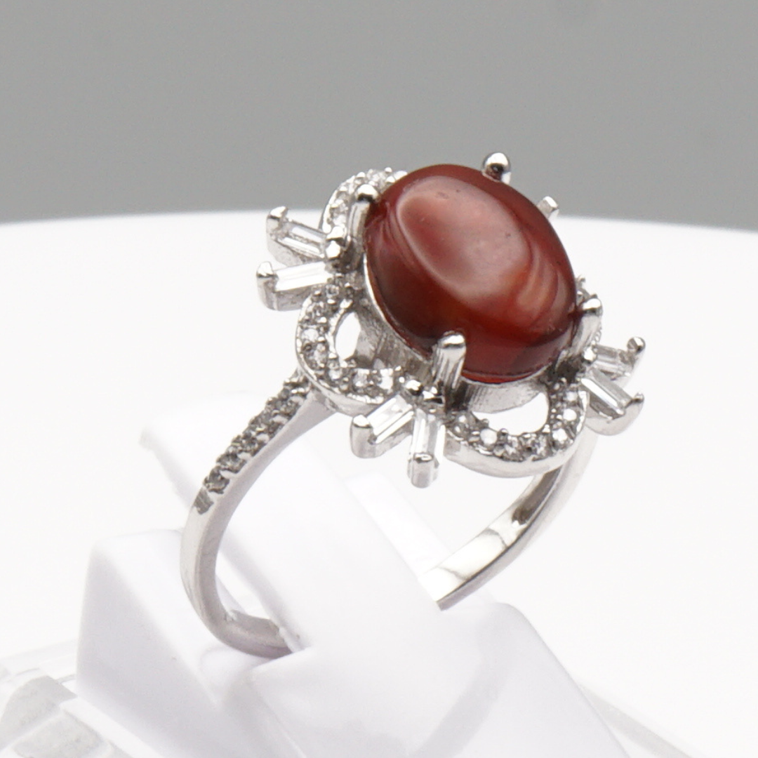 925 Silber Damen Ring mit Jemen Achat - Aqeeq Yamani