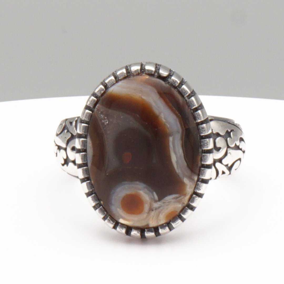 925 Silber Herrenring mit echtem Jemen Achat - Aqeeq Yamani Dawudi