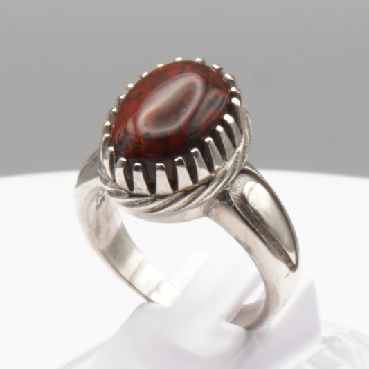 925 Silber Herrenring mit Mahagoni Obsidian - Aqeeq Handarbeit