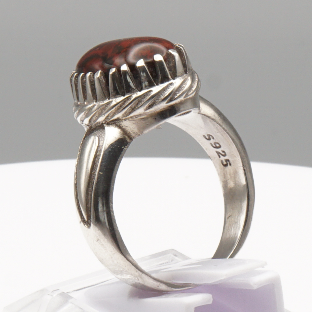 925 Silber Herrenring mit Mahagoni Obsidian - Aqeeq Handarbeit