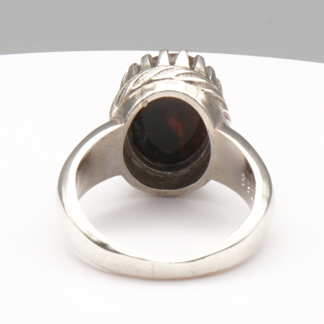 925 Silber Herrenring mit Mahagoni Obsidian - Aqeeq Handarbeit