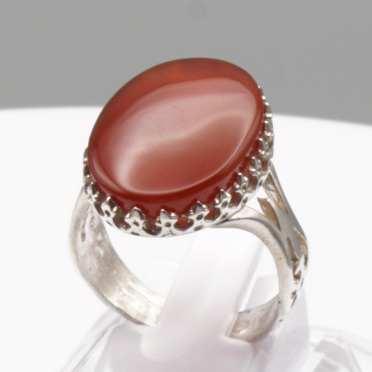 925 Silber Herrenring mit echtem Jemen Achat - Aqeeq Yamani