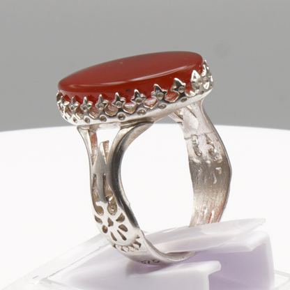 925 Silber Herrenring mit echtem Jemen Achat - Aqeeq Yamani