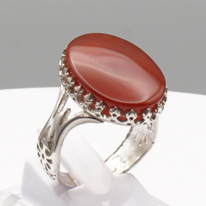 925 Silber Herrenring mit echtem Jemen Achat - Aqeeq Yamani