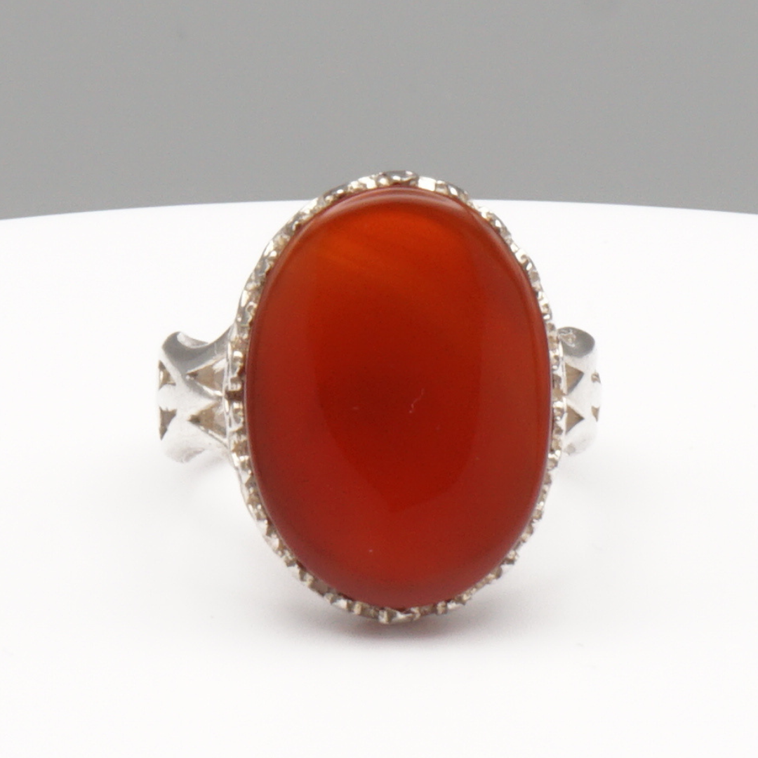 925 Silber Herrenring mit echtem Jemen Achat - Aqeeq Yamani