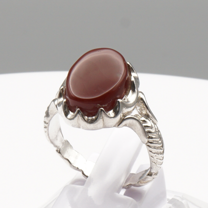 925 Silber Herrenring mit Jemen Achat - Aqeeq Yamani Handarbeit