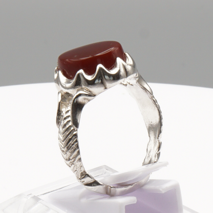 925 Silber Herrenring mit Jemen Achat - Aqeeq Yamani Handarbeit