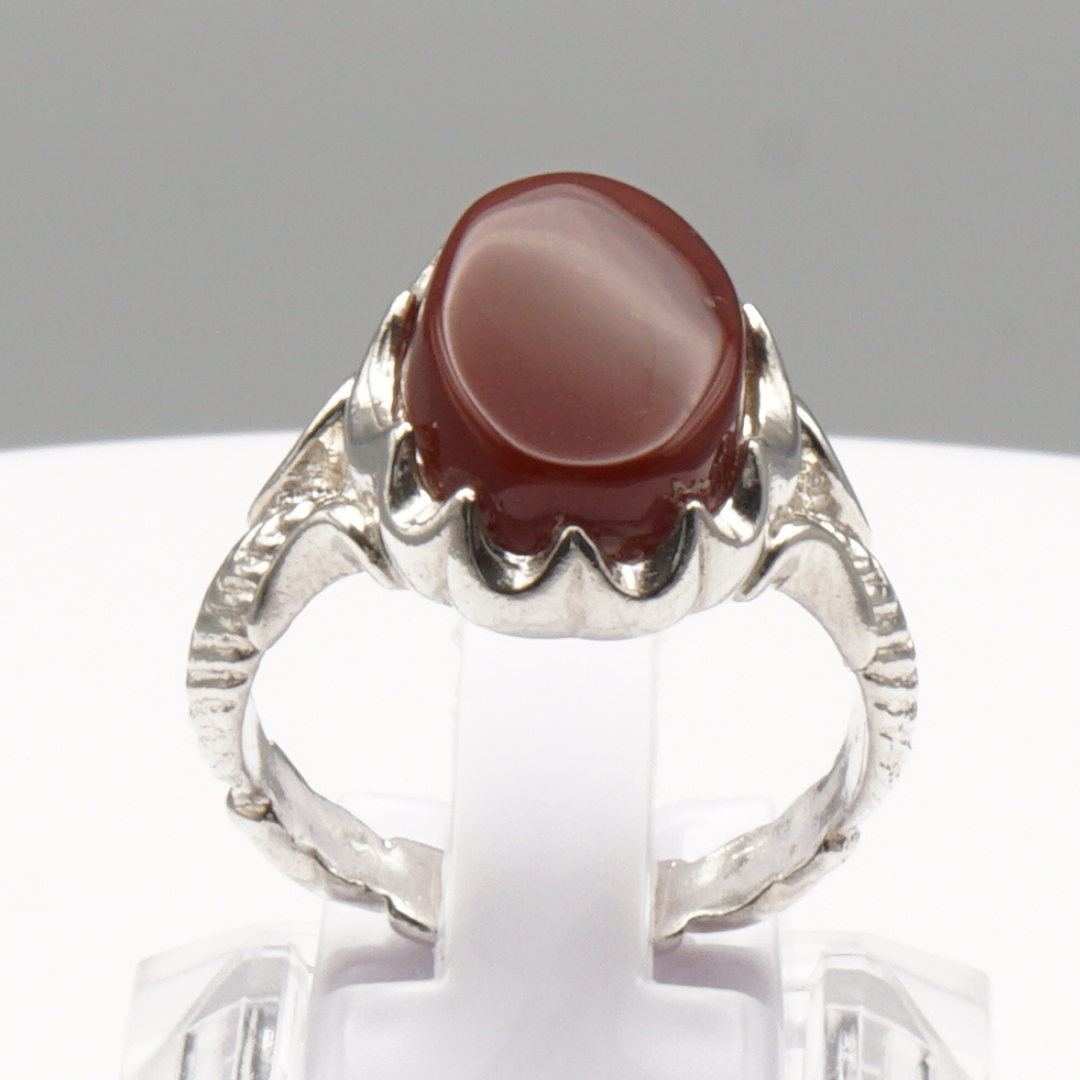 925 Silber Herrenring mit Jemen Achat - Aqeeq Yamani Handarbeit