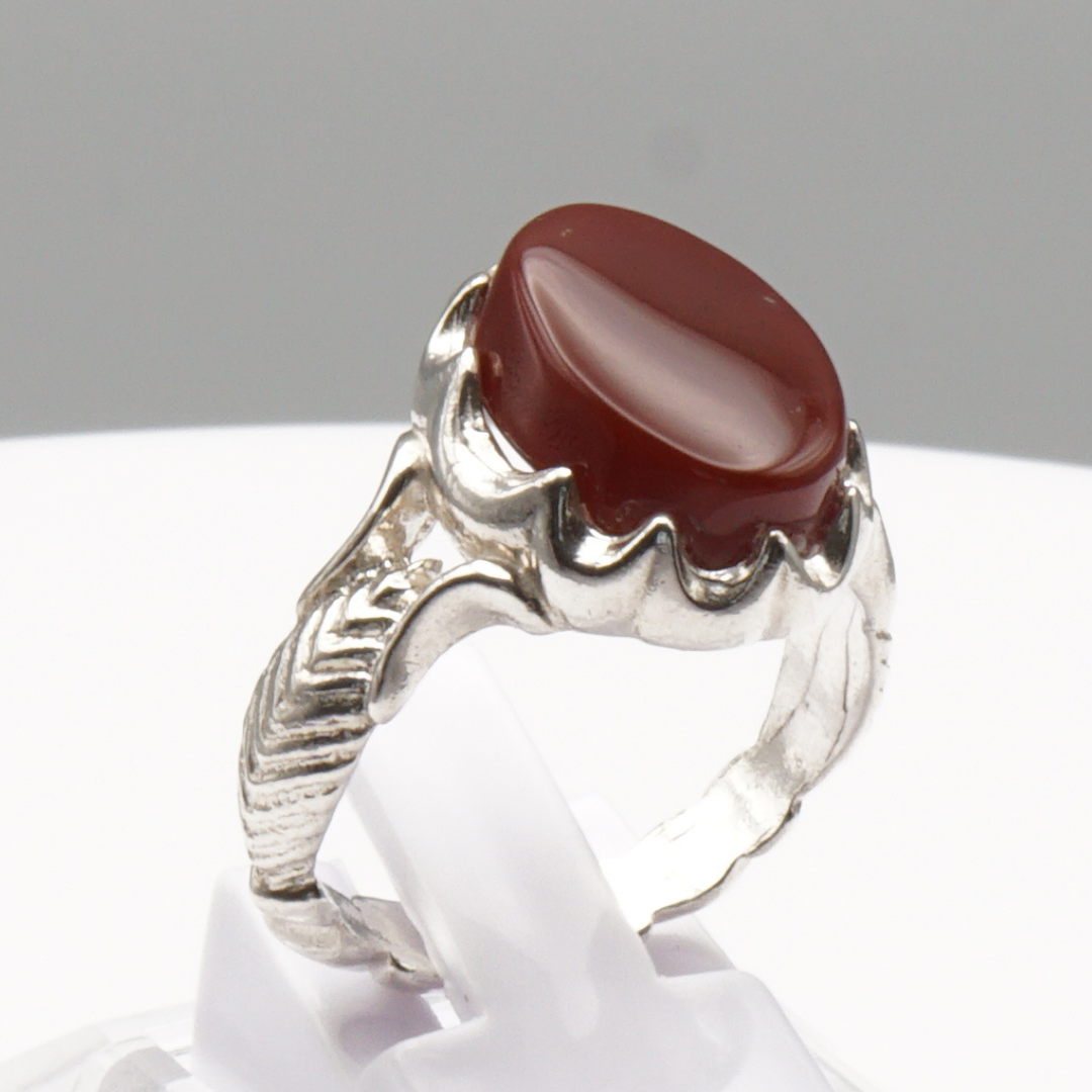 925 Silber Herrenring mit Jemen Achat - Aqeeq Yamani Handarbeit