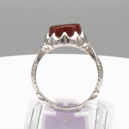 925 Silber Herrenring mit Jemen Achat - Aqeeq Yamani Handarbeit