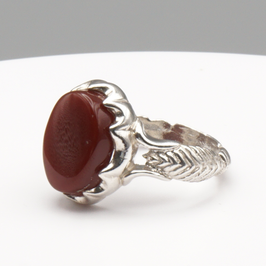 925 Silber Herrenring mit Jemen Achat - Aqeeq Yamani Handarbeit