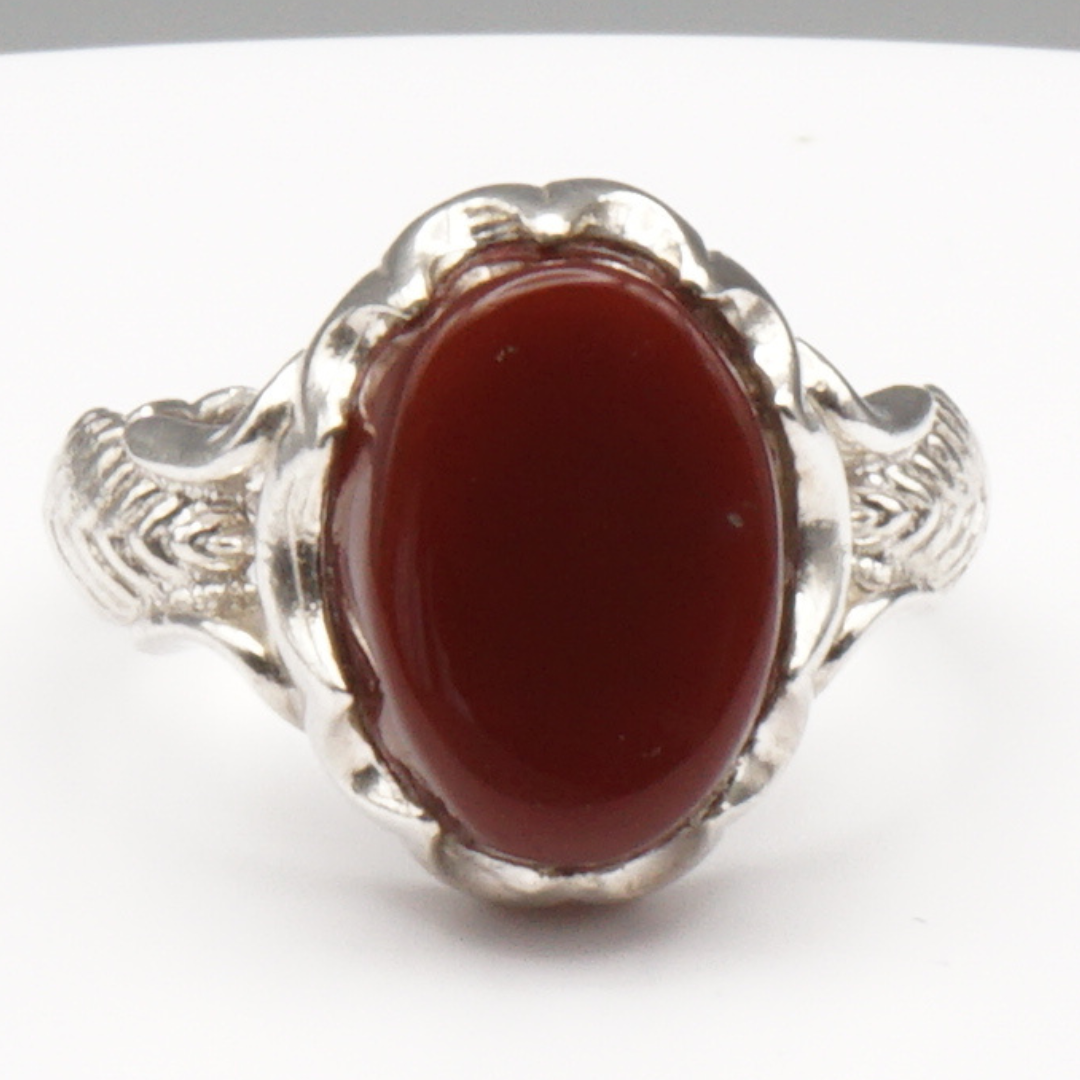 925 Silber Herrenring mit Jemen Achat - Aqeeq Yamani Handarbeit