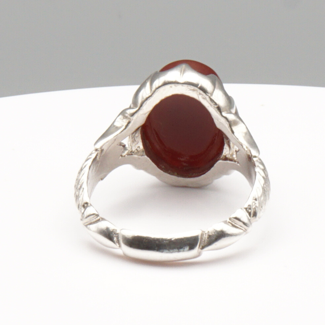 925 Silber Herrenring mit Jemen Achat - Aqeeq Yamani Handarbeit