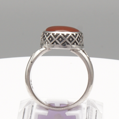 925 Silber Herrenring mit Jemen Achat - Aqeeq Yamani Handarbeit