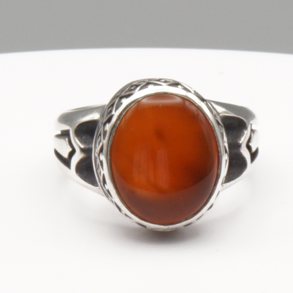 925 Silber Herrenring mit Jemen Achat - Aqeeq Yamani Handarbeit