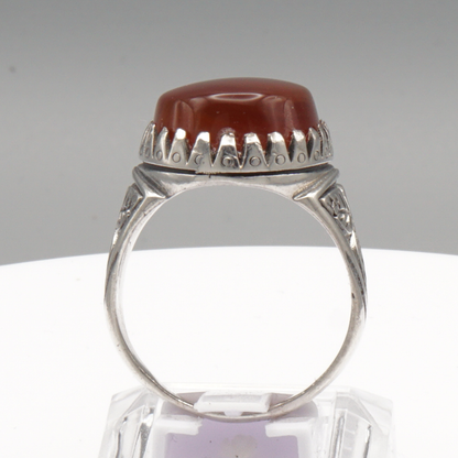 925 Silber Herrenring mit Jemen Achat - Aqeeq Yamani Handarbeit