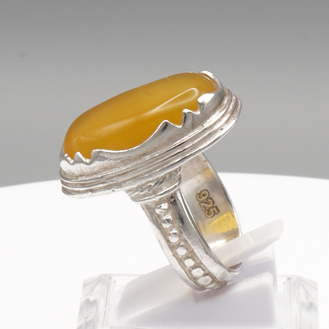 925 Silber Herrenring mit Jemen Achat - Aqeeq Yamani Handarbeit