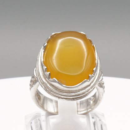 925 Silber Herrenring mit Jemen Achat - Aqeeq Yamani Handarbeit