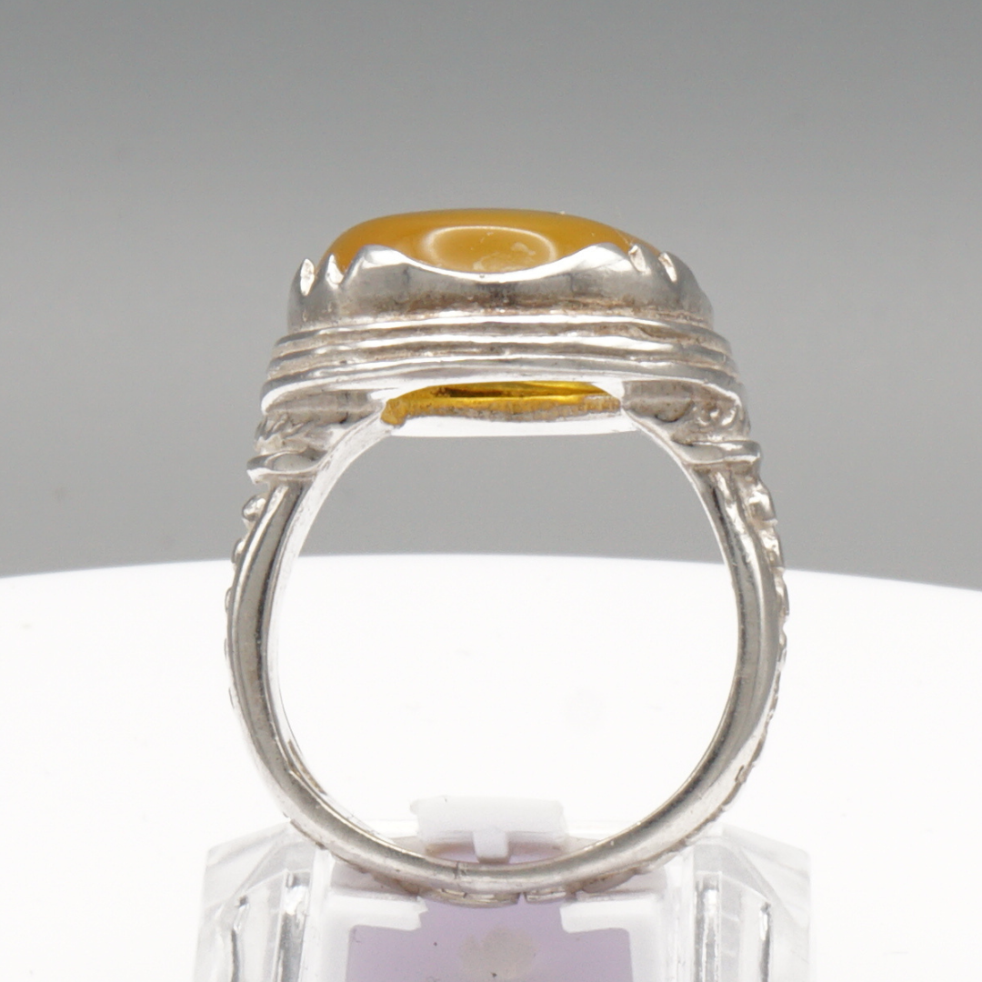 925 Silber Herrenring mit Jemen Achat - Aqeeq Yamani Handarbeit