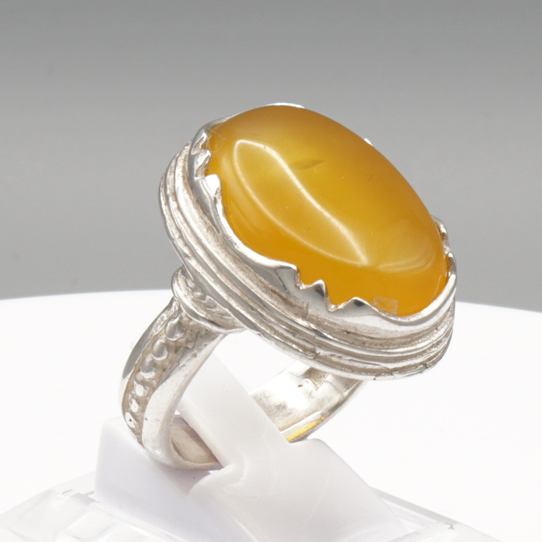 925 Silber Herrenring mit Jemen Achat - Aqeeq Yamani Handarbeit
