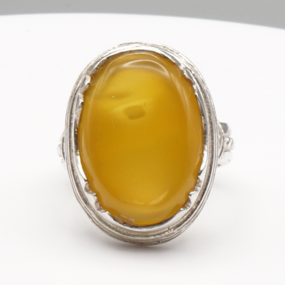 925 Silber Herrenring mit Jemen Achat - Aqeeq Yamani Handarbeit