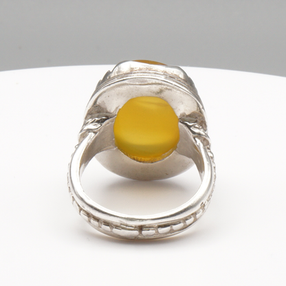 925 Silber Herrenring mit Jemen Achat - Aqeeq Yamani Handarbeit
