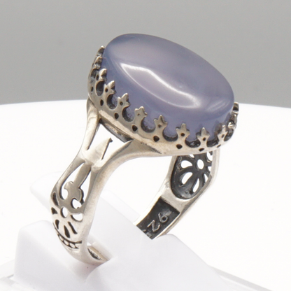 925 Silber Herrenring mit echtem Jemen Achat - Aqeeq Yamani