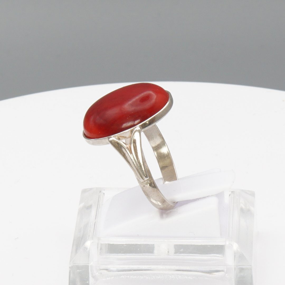 925 Silber Damen Ring mit roter Koralle - Marjan