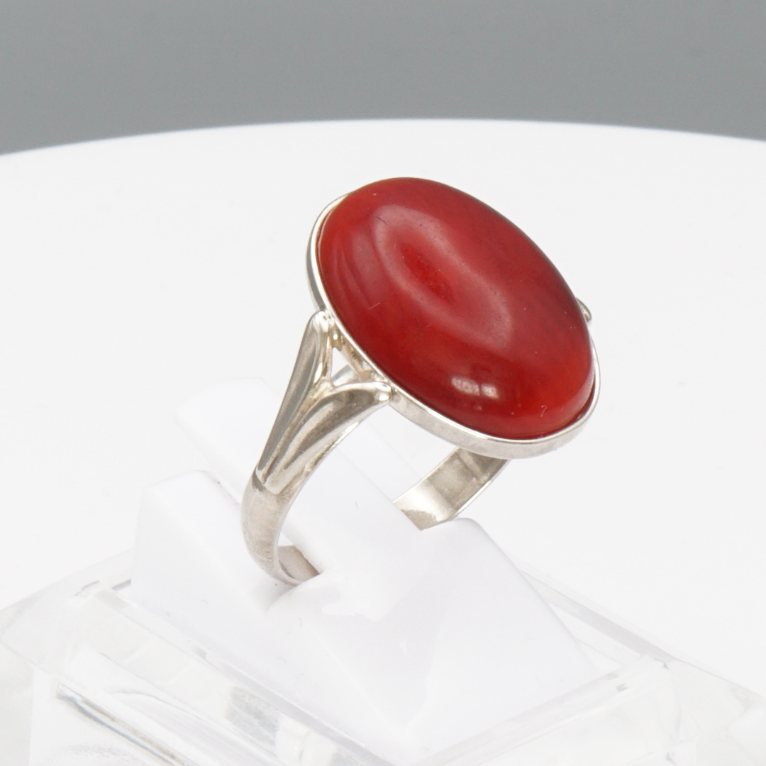 925 Silber Damen Ring mit roter Koralle - Marjan