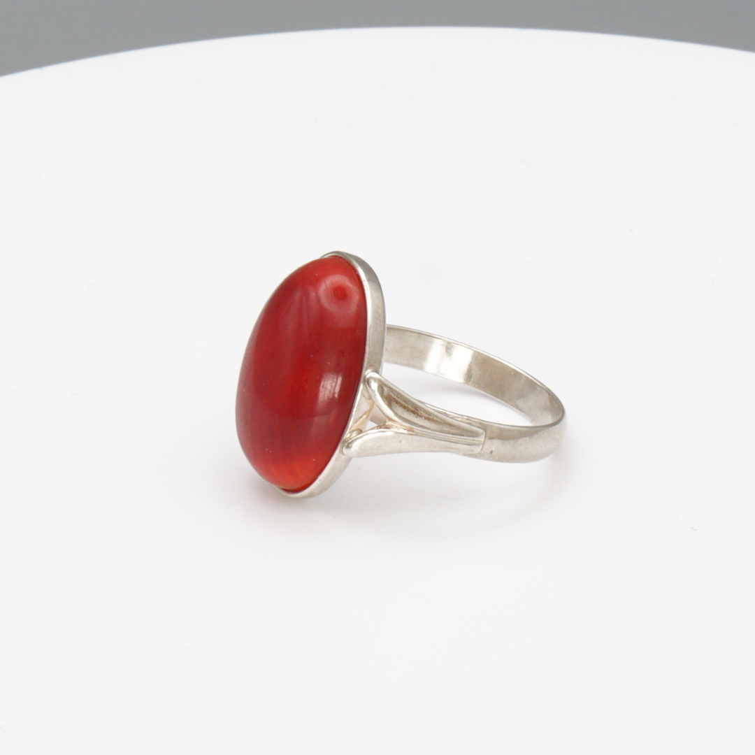 925 Silber Damen Ring mit roter Koralle - Marjan