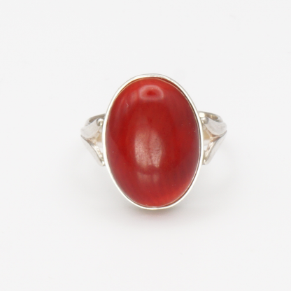 925 Silber Damen Ring mit roter Koralle - Marjan