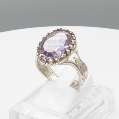 925 Silber Damenring mit natürlichem Amethyst