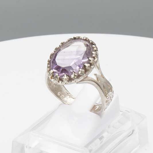 925 Silber Damenring mit natürlichem Amethyst