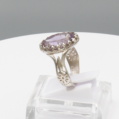 925 Silber Damenring mit natürlichem Amethyst